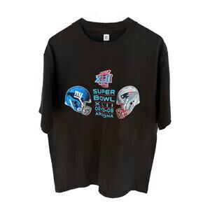 NFL Super Bowl XLII Giants vs Patriots 2008 T Shirt Mens Large Black Football